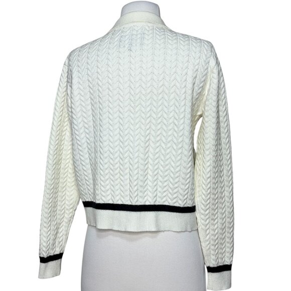 Ellandemm Button Cardigain Sweater Size Small / Medium White Black - Picture 3 of 8